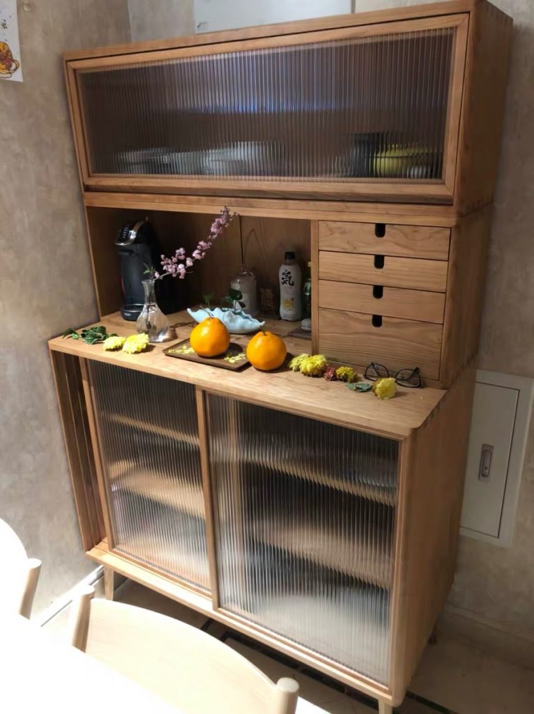 櫻桃木北歐式小型實木餐邊櫃