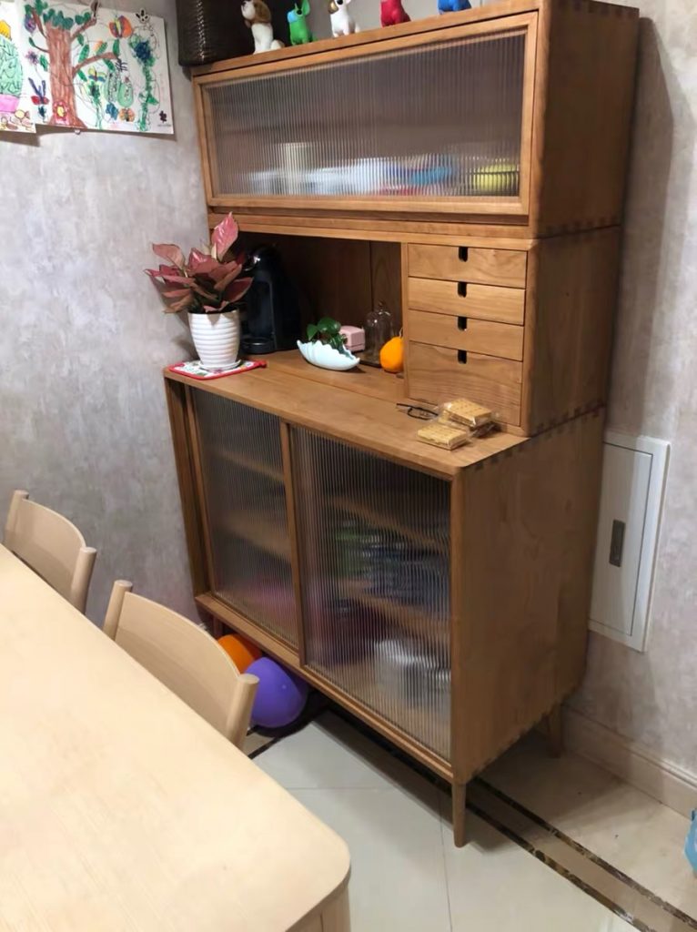 櫻桃木北歐式小型實木餐邊櫃
