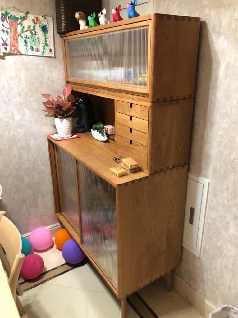 櫻桃木北歐式小型實木餐邊櫃